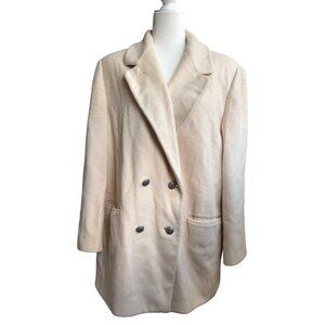 TALBOTS 100% Wool Cream Double Breasted Coat Plus Size 16
